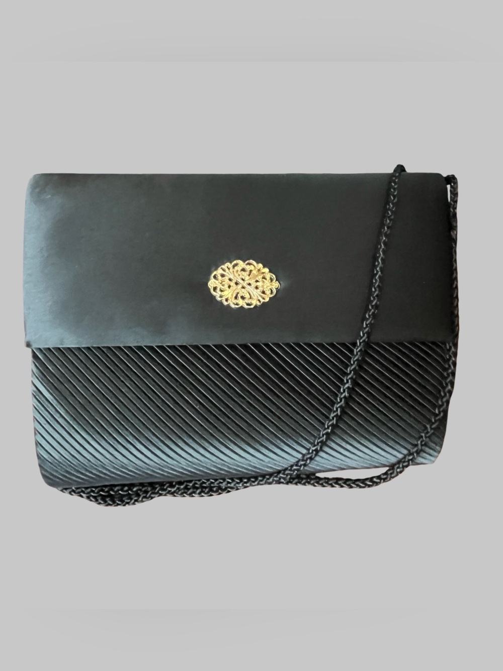 Black Evening Clutch with Gold Accent